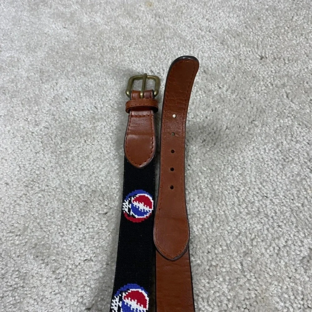 Smathers & Branson Grateful Dead Belt Mens 42 Needlepoint Steal Your Face Black